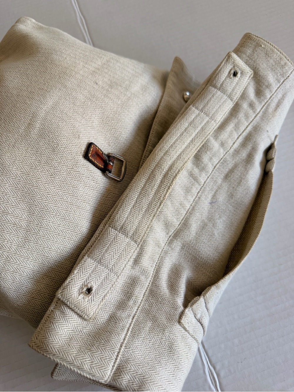 Hermes Beige Canvas Crossbody/clutch bag with Leather Trim - Picture 12 of 13